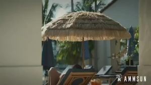 71 Inch Straw Umbrella Outdoo Garden Parasol hawaiian beach Foldable Sun With Stand Umbrella 8 ribs