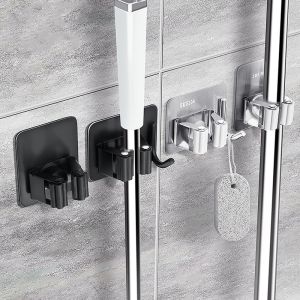 Stainless Steel Mop Holder Wall Mounted Self-Adhesive Bathroom Waterproof Multi-Purpose Broom Hanger