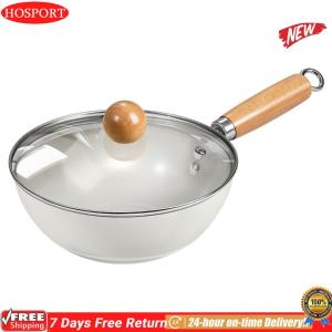[HOM] Ceramic Nonstick Wok with Lid Induction Cookware with Cool-Touch Handle Round Flat Bottom Cookware for Induction Ceramic Electric and Gas Cooktops