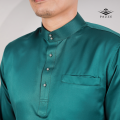 Pazze Baju Melayu Modern Slim Fit Satin Matte Sedondon Series - Maroon Dark Purple Emerald Green Smokey Grey Navy Blue Black Dusty Green Mint Green Sage Green Latte Oren Bata Olive Green Hazel Brown Coffee Forest Green Burgundy. 