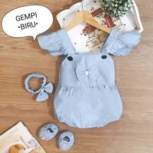 Jumper Bayi Perempuan 0-9 Bulan / Baju Anak Cewek Motif Pastel Basic Free Sepatu Dan Headband