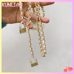 [KUNLIAN] เข็มขัดโซ่สีทองดอกไม้แฟชั่นผู้หญิงเข็มขัดโลหะสีเงินพังก์ปรับได้สำหรับผู้หญิงชุดเดรสแบบโซ่พร้อมสายรัดเอว