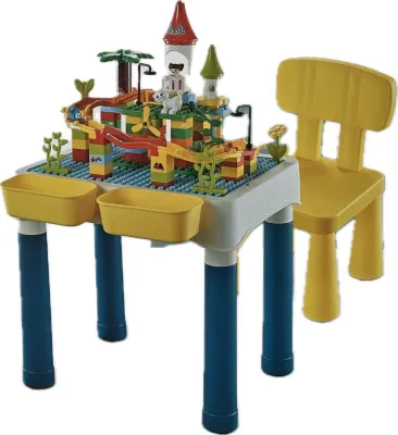 Lego Table Set - 6in1 lego playing learning and playing kid writing table storage table water playing area kids dining area