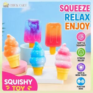 Squeeze Toy Ice Cream Popsicle Squishy Gradient Soft Silicone Sensory Stress Relief Desk Home Use