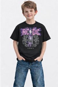 Kaos Anak Band ACDC Plug Me In Logo Pink Rock Legend Barat cotton cotton combed 24s sablon plastisol
