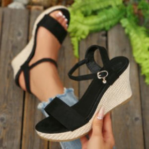 Free Shipping WomenS Wedge Heel Sandals 2026 Autumn New Collection Featuring A Single-Strap Design And A Peep-Toe Style