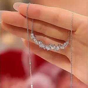 AE Dây chuyền nụ cười phong cách Zhao Yingzi dành cho nữ mặt dây chuyền zircon thiết kế độc đáo dây chuyền xương quai xanh cao cấp sang trọng nhẹ nhàng.