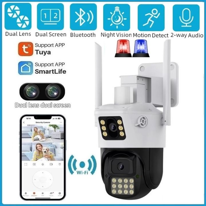 Wifi Ip Ip Ptz Outdoor Camera Tuya Smart Life 4MP PTZ WiFi IP Camera Dual  Lens Screen Outdoor Waterproof AI Auto Tracking Security CCTV Surveillance 