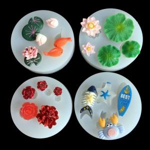Mini Size Fish Lotus Leaf Earrrings Silicone Epoxy Resin Molds Lotus Flower Mold Filler Pendant Making Tool