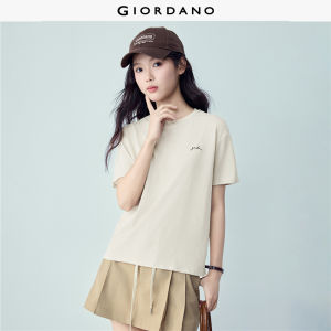 Giordano Women Logo embroidery crewneck short sleeve tee Free Shipping 05326434