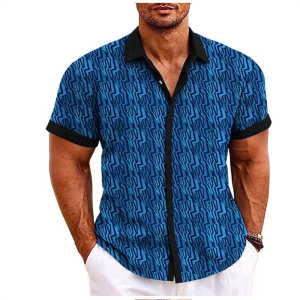 2026 Mens Shirt Leaf Print Lapel Button Shirt Outdoor Street Short Sleeve Clothing Oversized Fashion Designer Casual Soft 5XL