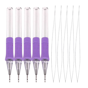 5Pcs Punching Embroidery Set ABS Punching Embroidery Pen Includes Threader for Embroidery Stitching