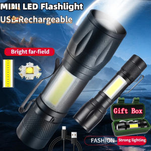 W844 Double Head Flashlight Portable Camping Rechargeable Powerful Spotlight Flashlight Outdoor Emergency Power Searchlight