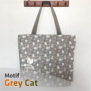 Totebag wanita kanvas motif Tas belanja canvas besar lipat resleting Shoping bag jumbo TBJKM TBJ