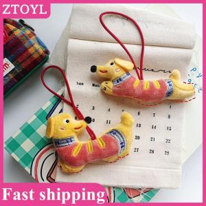 ZTOYL💝 Kawaii Dachshund Plush Doll Cartoon Stuffed Puppy Keychain Pendant Backpack Charm Lovely Bag Hanging Decoration Kid Gifts