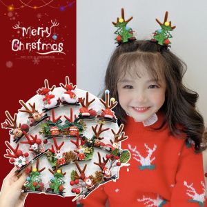 HI MIA Merry Christmas Decor Christmas Hairpin Bowknot Sequin Children Deer Antler Hair Clip Cute Christmas Tree Christmas Hat Headabnd Girls