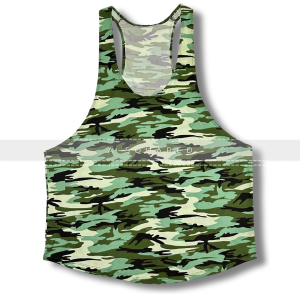 A-Squared Cotton Spandex Camouflage Printed Stringer Tank Top