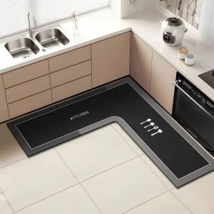 MINIAT L-Shaped Kitchen Corner Carpet Anti-slip Water Absorbent Kitchen Rug Luxury Oil-resistant Bathroom Mat For Home Corner