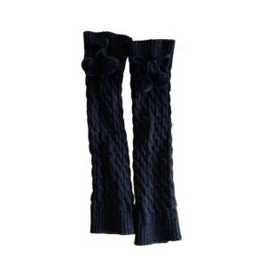 VCH Lace Up Leg Warmer Women Plush Balls Y2K Lolita Bowknot Leg Warmer Sweet Pile Up Socks Knitted Leg Covers JK