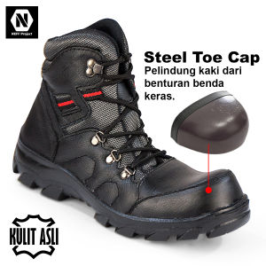 NEFF / Sepatu safety boot kulit asli / Pelindung besi ujung kaki / Sepatu keselamatan kerja NFC 107