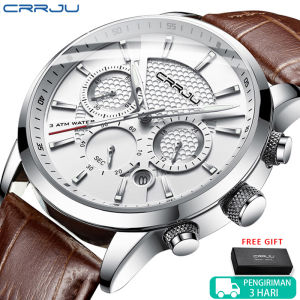 CRRJU Jam Tangan Quartz Chronograph Anti Air dengan Strap Kulit untuk Pria 2212/2217