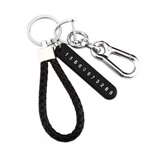Anti-lost Phone Number Plate Stainless Steel Keychain Car Sticker Motorcycle Accessories Holder