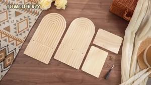 2 Pieces Boho Wall ShelfMid Century Arch Wood Floating ShelfBohemian Rainbow Hanging HolderDouble Vintage Wall Mount Altar Decor for Living Room BedroomBathroomOffice