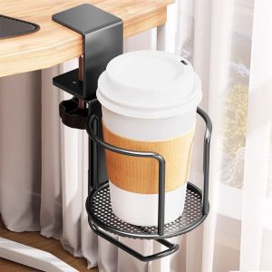 GASGV Waterproof Rotating Desk Cup Holder 2 in 1 360 ° Rotating Mug Floating Shelves Space Saving Sturdy Clip-on Cup Holder Office Accessories
