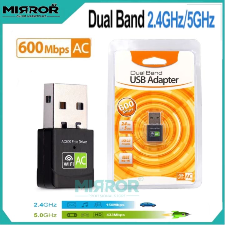 Mini USB WiFi Transmitter Receiver 802.11AC 600Mbps Chipset RTL8811CU Dual Band 2.4GHz dan 5GHz