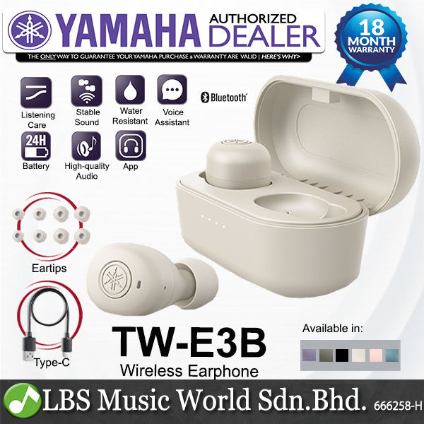 YAMAHA Wireless Earphones TW-E3B Bluetooth Listening Care Rainproof Gray NEW sold