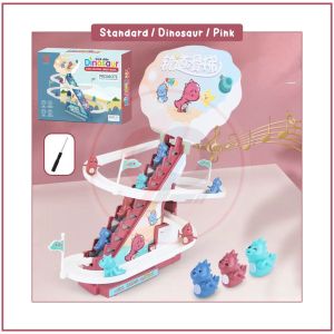 Childrens Electronic Educational Toy Duck Dinosaur Climbing Stairs Race Slide Track Coaster Music Tiktok Mainan Kanak