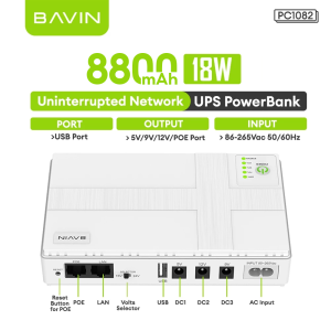 BAVIN PC1083 36W 10400mAh / PC1082 18W 8800mAh Mini UPS Uninterrupted for CCTV Camera Wifi Router POE Power Supply