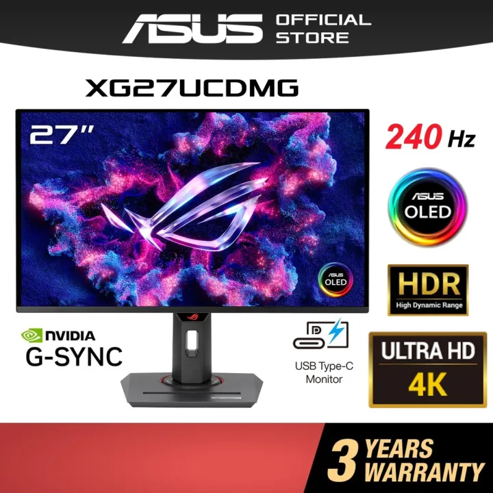 ASUS XG27UCDMG 27" ROG Strix OLED Gaming Monitor 4K UHD 240Hz G-Sync Compatible QD-OLED HDR 400 True Black USB-C PD 90W