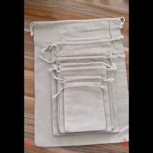SG STOCK Cotton and linen drawstring bag  white cloth bag  jewelry pouch  small fabric bag drawstring pouch