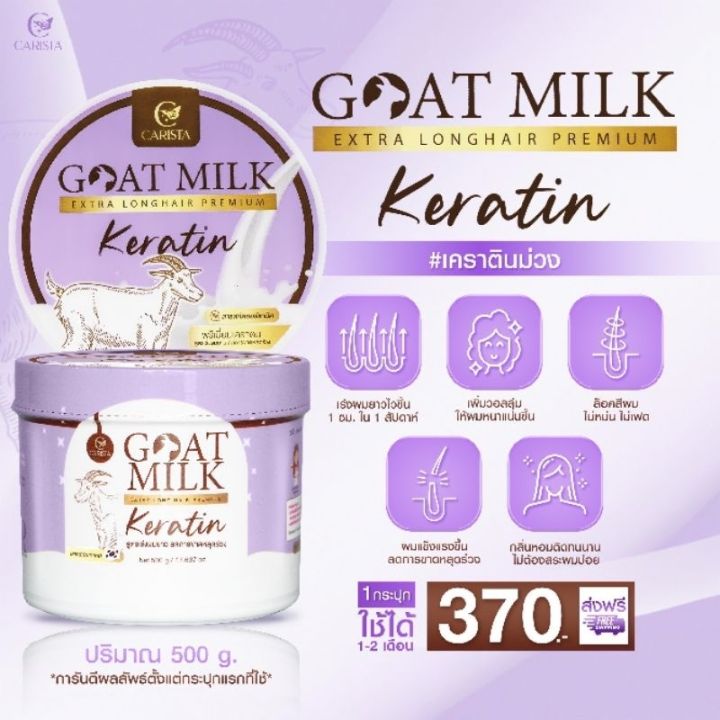 พร้อมส่ง เคราตินนมแพะกระปุกม่วง สูตรลดผมร่วง เร่งผมยาว ล็อคสีผมให้ติดทน Goatmilk karatin
