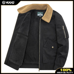 VUUG Áo Khoác Bomber Mùa Đông Áo Khoác Nam Vải Nhung Kẻ Phi Công Không Quân Áo Gió Nam Ấm Áp Áo Khoác Parka Lông Cừu Chiến Thuật Quân Đội Áo Khoác Ngoài Nam