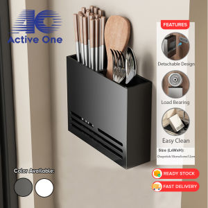 ACTIVEONE Multifunctional Kitchen Wall Mounted Knife Rack Storage Organizer Chopstick And Spoon Holder Household Non Punching Draining Rack Rak Pisau Penyimpanan Penyusun Penyepit Dan Pemegang Sudu - Fulfilled by ACTIVEONE