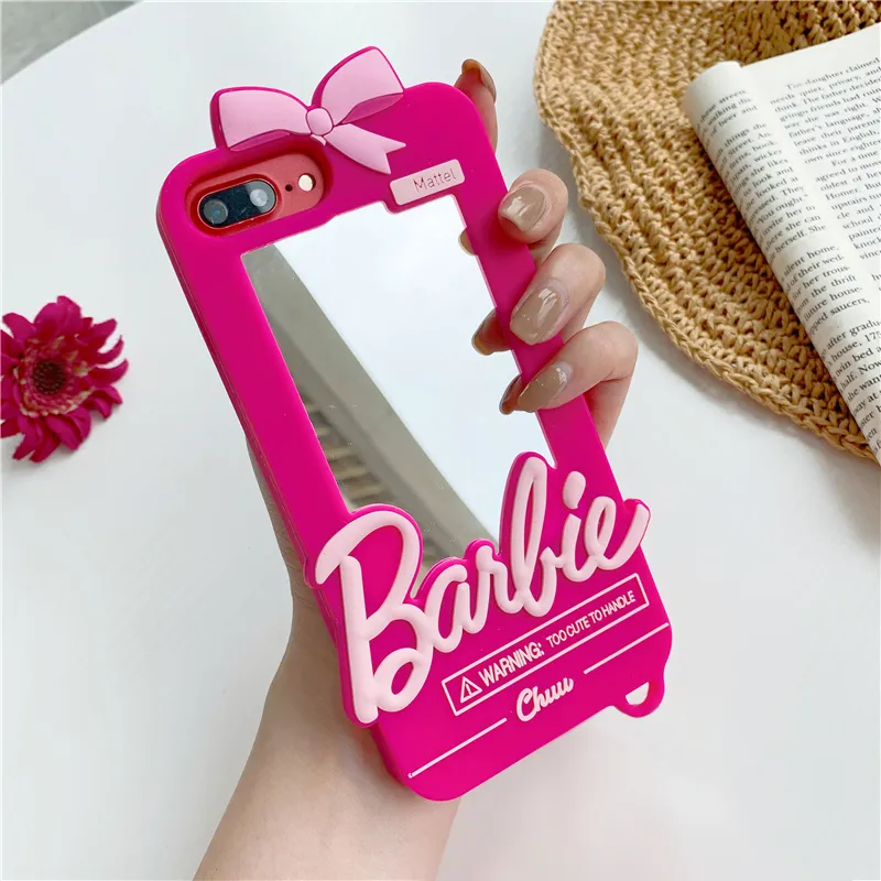 Cartoon Barbie Mirror Case For iPhone 12 Mini 11 Pro Max For