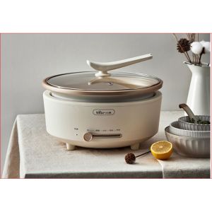 Nồi lẩu điện đa năng Nồi Lẩu Điện Đa Năng Bear 5L công suất 1500W bếp lẩu điện đa năng nồi lẩu điện nồi lẩu điện tròn nồi lẩu rời với chức năng vượt trội như nướng chiên Xào nấu canh cách nhiệt an toàn