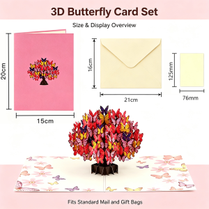 Paper Love Butterfly Tree 3D Pop Up Card 20 X 15cm Greeting Card with Envelope and Note Tag for Birthday Wedding Anniversary Mothers Day Thank You Get Well All Occasion Gift
