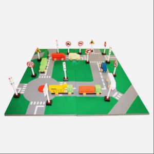 Đồ chơi sa bàn giao thông bằng gỗ đồ chơi mô hình phương tiện biển báo giao thông đường phố cho bé mầm non tiểu học