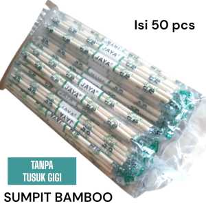 SUMPIT BAMBU PREMIUM JAYA + TUSUK GIGI 1 PACK ISI 50 SET PASANG / SUMPIT HIGH QUALITY TANPA SERABUT ECO FRIENDLY