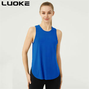 Luoke Sleeveless sports top womens running fitness yoga vest elastic loose sports vest Pilates sports cover shirt
