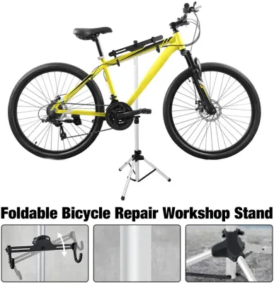 T2P Bicycle Repair Tripod Stand able to extend Stand Foldable Maintenance Rack Height adjustable extendable Bike Repair Rack for Road & Mountain Bikes