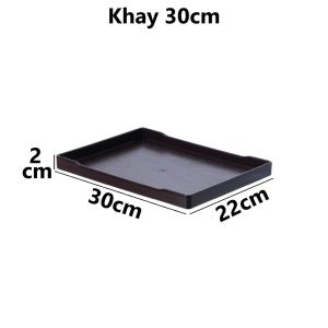 Khay Chữ Nhật Vân Gỗ Nhựa VIỆT NHẬT - Bưng Bánh Coffee Trang Trí Món Ăn Sushi