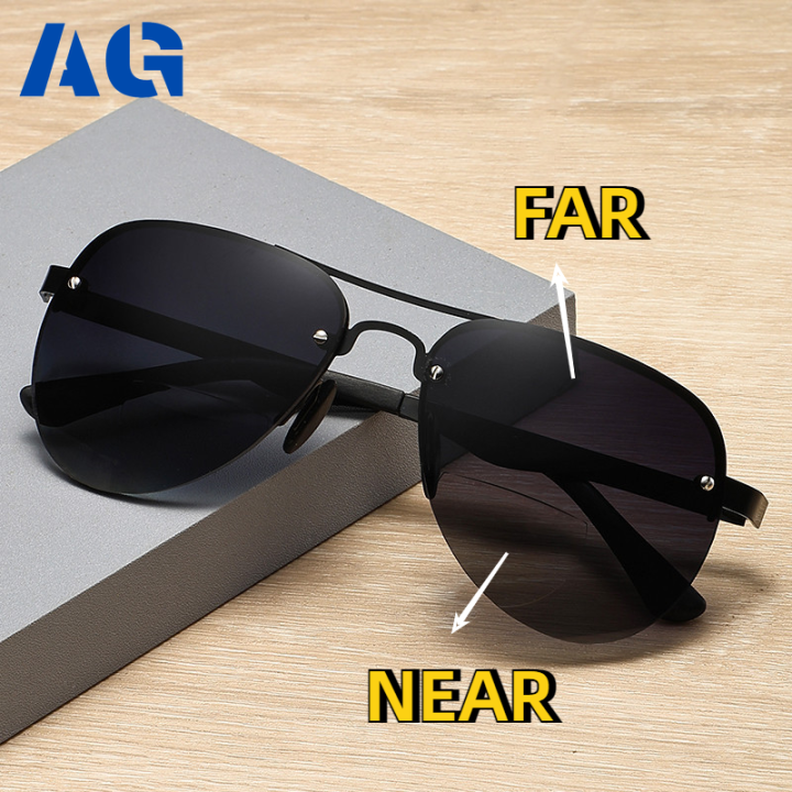 A-G Pilot Style Reading Glasses for Men Bifocal Near and Far Driving Anti  UV Sunglasses Polarized Progressive Multifocal Double Vista Reading Eye