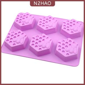 N2HAO Khuôn silicon Xà phòng thủ công 3D khuôn silicon hình con ong 6 mảnh khuôn xà phòng thủ công Tự làm khuôn bánh tổ ong Tự làm