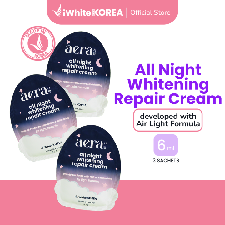 Aera by iWhite Korea All Night Whitening Repair Cream Sachet 6ml - (Bundle of 3)