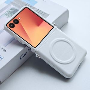 For Samsung Galaxy Z Flip 7 Case Luxury PU Leather Magnetic wireless charging Protect Back Cover Case For Samsung Z Flip 7 6 5