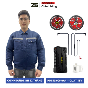 Bộ Áo Điều Hòa ZASKY Nhật Bản Chống Nắng Nóng Hiệu Quả Nâng Cao Sức Khỏe Hiệu Suất Làm Việc Cho Người Lao Động Pin 50.000mAh Quạt Gió 18V Chạy Liên Tục 15 – 20 Tiếng  Bảo Hành 12 Tháng Lỗi 1 Đổi 1